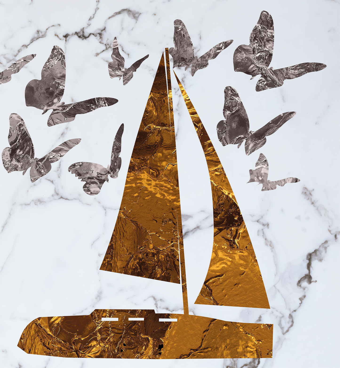 NAT012 - Sailing Boat - Woman Air - Silver-Gold